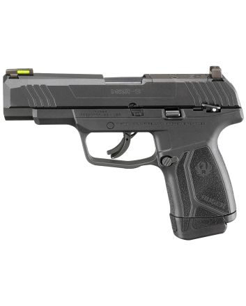 RugerMax-9Compact Frame 9mm Luger 12+1, 4" Black Oxide Steel Barrel, Optic Ready/Serrated Steel Slide, Black Polymer Frame Black &amp; Nylon Grip