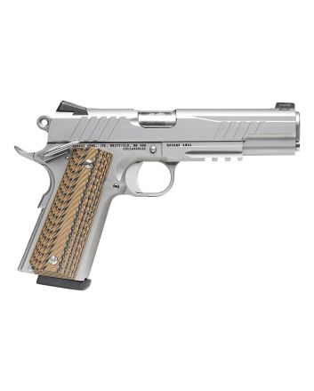 Savage Arms 67209 1911 Government 9mm Luger 10+1 5" Stainless Target Crown Steel Barrel, Serrated Stainless Steel Slide &amp; Frame w/Beavertail &amp; Picatinny Rail, Hyena Brown G10 Grip, Ambidextrous