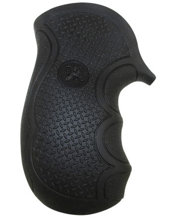 Pachmayr 02482 Diamond Pro Grip Diamond Checkering Black Rubber with Finger Grooves for Ruger LCR