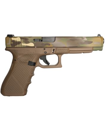 Weapon Works PI3430103-228071 G34 Gen3 Competition Frame 9mm Luger 17+1 5.31" Black Steel Barrel, MC w/Mesh Stippling Long/Serrated Steel Slide, Flat Dark Earth Polymer Frame w/Picatinny Rail