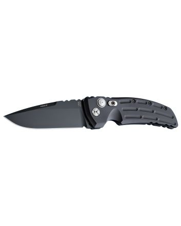 Hogue 34110 EX-A014" Folding Drop Point Plain Black Cerakote 154CM SS Blade/Matte Black w/Fluted texture Aluminum Handle