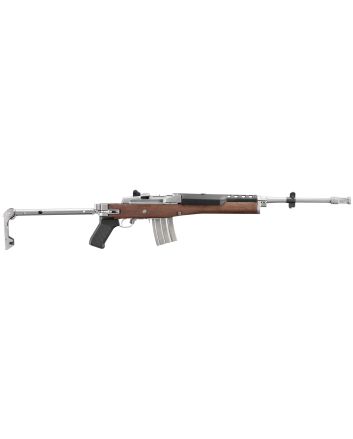 Ruger 5895 Mini-14223 Rem/5.56 NATO 20+1 18.50" Matte Stainless Threaded Barrel, Matte Stainless Picatinny RailReceiver, Walnut/Stainless Wood Side Folding Side Folding Stock, Black Polymer Grip
