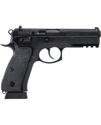 CZ-USA 89352 CZ 75 SP-01 9mm Luger 19+1 4.60" Black Nitride Steel Barrel, Black Serrated Steel Slide, Black Polycoat Steel Frame w/Beavertail &amp; Picatinny Rail, Black Polymer Grip