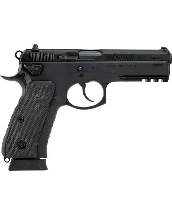 CZ-USA 89353 CZ 75 SP-01 Tactical 9mm Luger 19+1 4.60" Black Nitride Steel Barrel, Black Serrated Steel Slide, Black Polycoat Steel Frame w/Beavertail &amp; Picatinny Rail, Black Polymer Grip