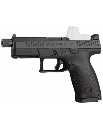 CZ-USA 91513 P-10 CCompact Frame 9mm Luger 17+1 4.02" Black Steel Threaded Barrel Black Nitride Optic Ready/Serrated Steel Slide Black Polymer Frame w/Picatinny Rail