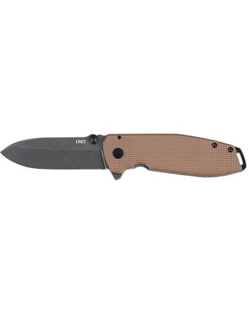 CRKT 2495B SQUID XM 2.95" Folding Drop Point Plain Stonewashed D2 Steel Blade, Brown Textured G10/SS Handle