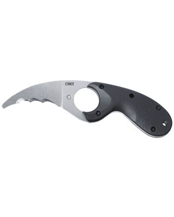 CRKT 2511 Bear Claw2.39" Fixed Hawkbill Veff Serrated Stonewashed AUS-8A SS Blade, Black Textured GRN Handle