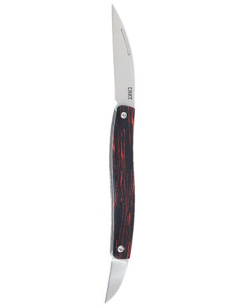 CRKT 4810 Forebear1.06"/2.29" Folding Wharncliffe Satin 12C27 Sandvik Blade, Black/Red G10 Handle