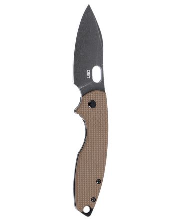 CRKT 5317B Pilar III 2.97" Folding Spear Point Plain Stonewashed D2 Steel Blade, Brown G10/SS Handle