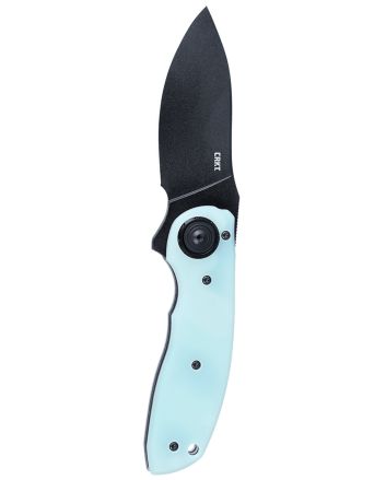 CRKT 5420 Bot Deadbolt2.21" Folding Drop Point Plain Black EDP AUS-10 Blade, Blue G10 Handle