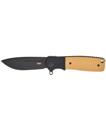 CRKT K245BKP Homefront Compact 2.91" Folding Plain Black DLC S35VN SS Blade, Black/Tan G10 Handle