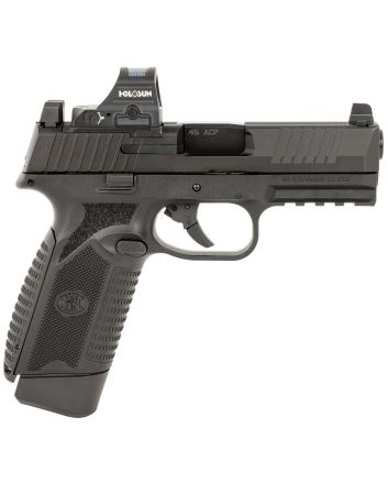 FN 66101916 545 MRD w/Optic Full Size 45 ACP 15+1 4.10" Black Target Crown Steel Barrel, Black PVD Optic Cut/Serrated Steel Slide &amp; Polymer Frame w/Picatinny Rail, Holosun 407C Red Dot, Ambidextrous