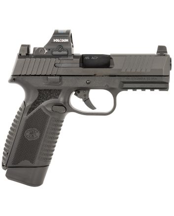 FN 66101917 545 MRD w/Optic Full Size 45 ACP 10+1 4.10" Black Target Crown Steel Barrel, Black PVD Optic Cut/Serrated Steel Slide &amp; Polymer Frame w/Picatinny Rail, Holosun 407C Red Dot, Ambidextrous