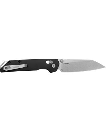 Kershaw 2038R Iridium3.40" Folding Reverse Tanto Plain Stonewashed D2 Steel Blade, Black Anodized Aluminum Handle