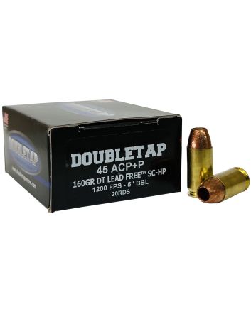 DoubleTap Ammunition 45A160XM 45ACP 160gr Lead Free Hollow Point 20 Per Box/50 Case