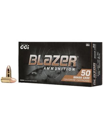CCI 5296 Blazer Brass Full Metal Jacket 9mmLuger 100gr Full Metal Jacket 50 Per Box/20 Case