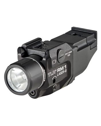Streamlight 69444 TLR-1 RM w/Laser Black Anodized Aluminum, 500 Lumens White LED Bulb/Green Laser, 210 Meters Beam, Picatinny Rail Mount