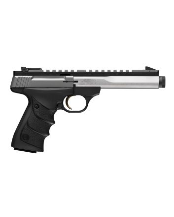 Browning 051589490 Buck Mark Contour SR 22 LR 10+1 5.63" 5.90" Stainless Steel Threaded Barrel, Stainless Serrated Slide, Aluminum Frame, Picatinny Rail, Black URX Grip