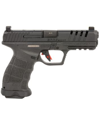 SAR USA SAR9SOCOMBL SAR9 SOCOM 9mm Luger 21+1 5.20" Black Steel Barrel, Black Steel Optic Ready/Ported/Serrated Slide, Black Polymer Frame w/Picatinny Rail, Interchangeable Backstrap Grip, Right Hand