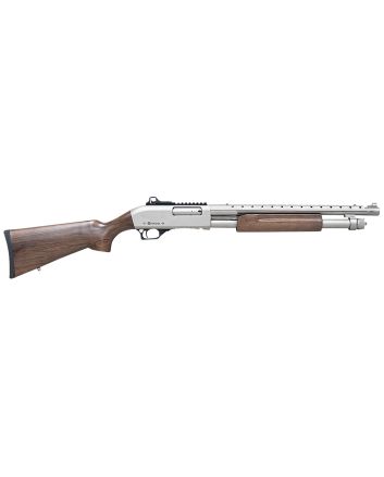 Citadel FRMN1220NKL Mariner12 Gauge Pump 3" 4+1 18.50"Nickel Full Heat Shield Barrel, Nickel Picatinny Rail Stainless Steel Receiver, Fixed Walnut Wood Stock