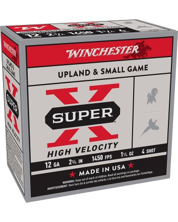 Winchester Ammo X12HV4 Super X High Velocity 12Gauge 2.75" 1 1/4oz 4Shot 25 Per Box/10 Case