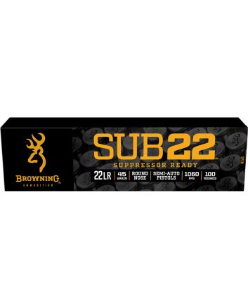 Browning Ammo B194122102 Sub2222LR 45gr Round Nose 100 Per Box/20 Case
