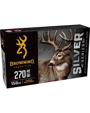 Browning Ammo B192602701Silver 270Win 150gr Plated Soft Point 20 Per Box/10 Case