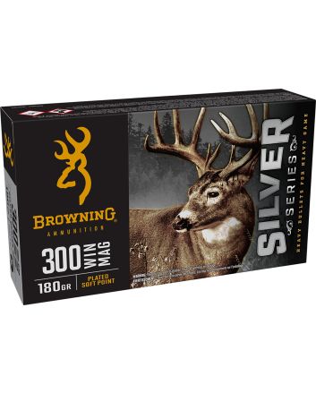Browning Ammo B192603001Silver 300Win Mag 180gr Plated Soft Point 20 Per Box/10 Case