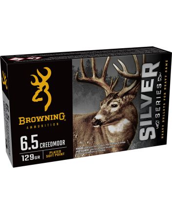 Browning Ammo B192600651Silver 6.5Creedmoor 129gr Plated Soft Point 20 Per Box/10 Case