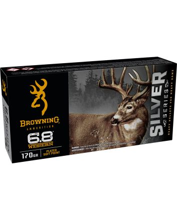Browning Ammo B192600681Silver 6.8Western 170gr Plated Soft Point 20 Per Box/10 Case