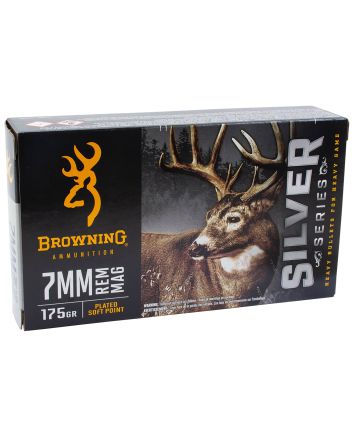 Browning Ammo B192600071Silver 7mmRem Mag 175gr Plated Soft Point 20 Per Box/10 Case