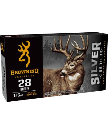 Browning Ammo B192600281Silver 28Nosler 175gr Plated Soft Point 20 Per Box/10 Case