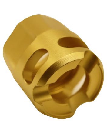 True Precision Inc TPYMICROG Micro Compensator Y-Type Gold 416R Stainless Steel 1/2"x28 Threads 9mm/380 ACP