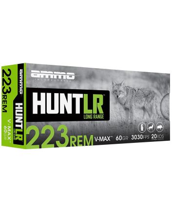 Ammo Inc 223060VMXA20 Hunt Long Range 223Rem 60gr V-Max 20 Per Box/10 Case