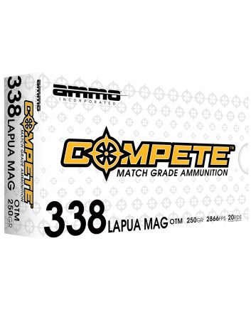 Ammo Inc 338LM250BTHPA20 Compete338LapuaMag 250gr Open Tip Match 20 Per Box/10 Case