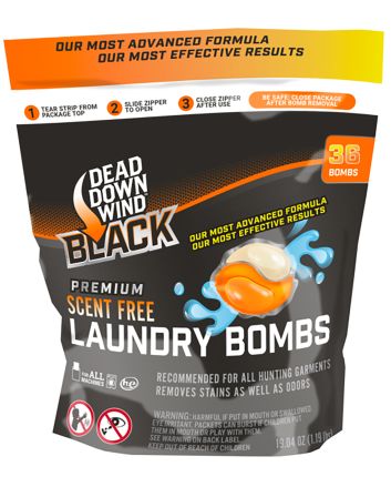 Dead Down Wind 118418 Laundry Bombs Black Premium Odor Eliminator Unscented Scent 36CT