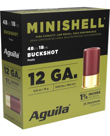 Aguila 1CHB1385 Minishell Buckshot 12Gauge 1.75" 5/8oz 4B(7P)/1B(4P) Shot 25 Per Box/10 Case