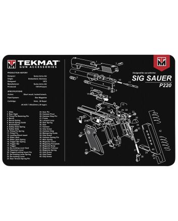 TekMat TEKR17SIGP220 Sig Sauer P220 Cleaning Mat Black/White Rubber 11"x17" Sig Sauer P220 Parts Diagram