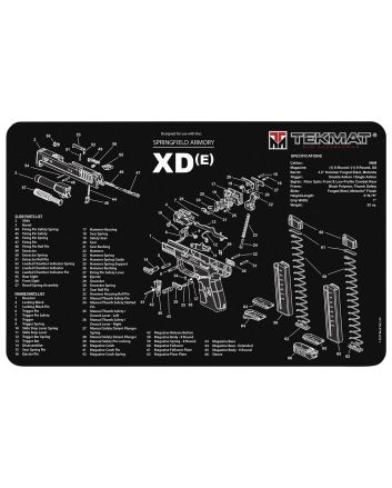 TekMat TEKR17XDE Springfield Armory XDe Cleaning Mat Black/White Rubber 11"x17" Springfield Armory XDe