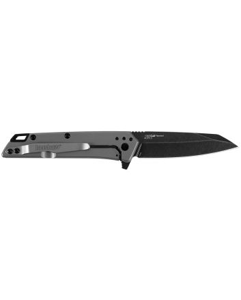 Kershaw 1365X Misdirect2.90" Folding Reverse Tanto Plain Black Oxide Blackwash 4Cr14 Blade Gray Bead Blasted Stainless Steel Handle Clamshell Packaging