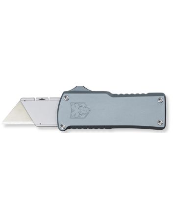 CobraTec KnivesUtilityOTF 3.38" Gray Aluminum Handle