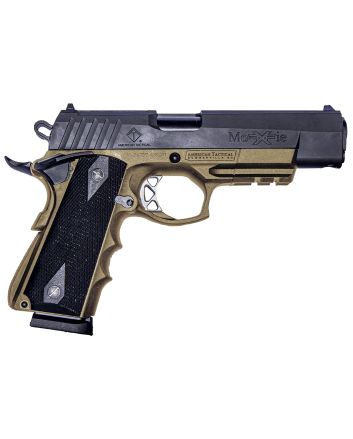 ATI GFXH45MCFDE FXH-45 Moxie 45 ACP 8+1 4.25" Black Nitride Steel Barrel, Serrated Steel Slide, Flat Dark Earth Polymer Frame w/Beavertail &amp; Picatinny Rail, Black Polymer Grip