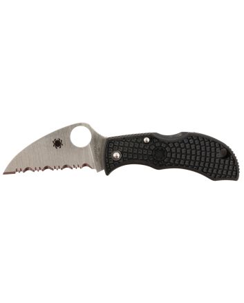 Spyderco MBKWSB Manbug1.91" Folding Wharncliffe Serrated Non-Reflective Black TiCN VG-10 SS Blade, Black Textured FRN Handle