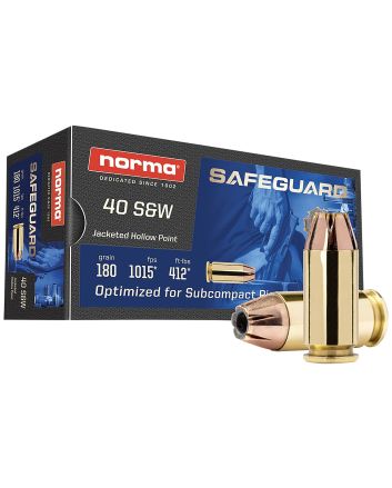 Norma Ammunition 801407727Safeguard 40S&amp;W 180gr Jacketed Hollow Point 50 Per Box/20 Case