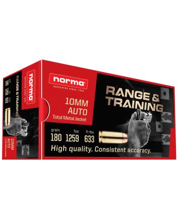 Norma Ammunition 801105383 10mm 180gr Total Metal Jacket 50 Per Box/20 Case