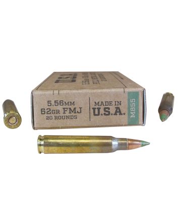 Winchester Ammo SGM855KW USA M855 5.56mm 62gr Full Metal Jacket 20 Per Box/50 Case