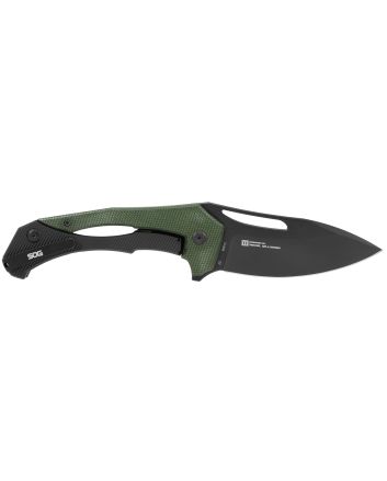 S.O.G SOG14240257 Bulwark FLK EDC 3.50" Folding Drop Point Plain Black PVD Cryo D2 Steel Blade, Olive Drab Textured Linen Micarta Handle, Presentation Box