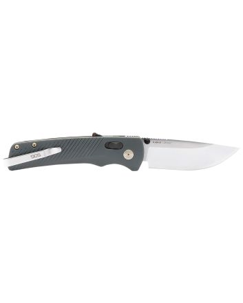 S.O.G SOG11181141 Flash AT EDC 3.45" Folding Plain Satin Cryo D2 Steel Blade, Urban Grey GRN Handle, Peg Box Pkg