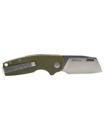 S.O.G SOG14031157 Stout FLK 2.10" Folding Cleaver Stonewashed Cryo D2 Steel Blade, OD Green Textured G10/SS Handle Presentation Box
