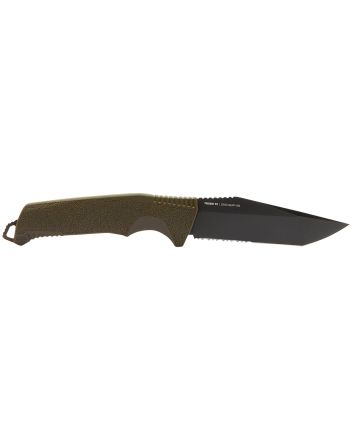 S.O.G SOG17120457 Trident FX 4.20" Fixed Tanto Part Serrated TiNi 1.4116 SS Blade, OD Green Textured GRN Handle